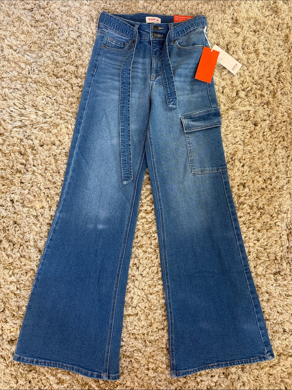 sofia by sofia vergara Blue Wide-Leg Cargo Jeans